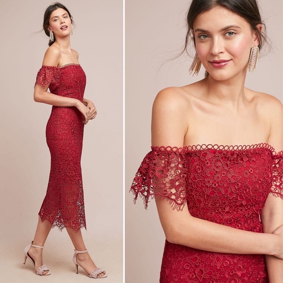 ML Monique Lhuillier Off The Shoulder Lace Dress New With Tag Size 10 - Picture 1 of 16